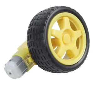 DC Geared Motor Dual Shaft 3:12VDC 450 rpm with Wheel (D:65mm X W:26mm)